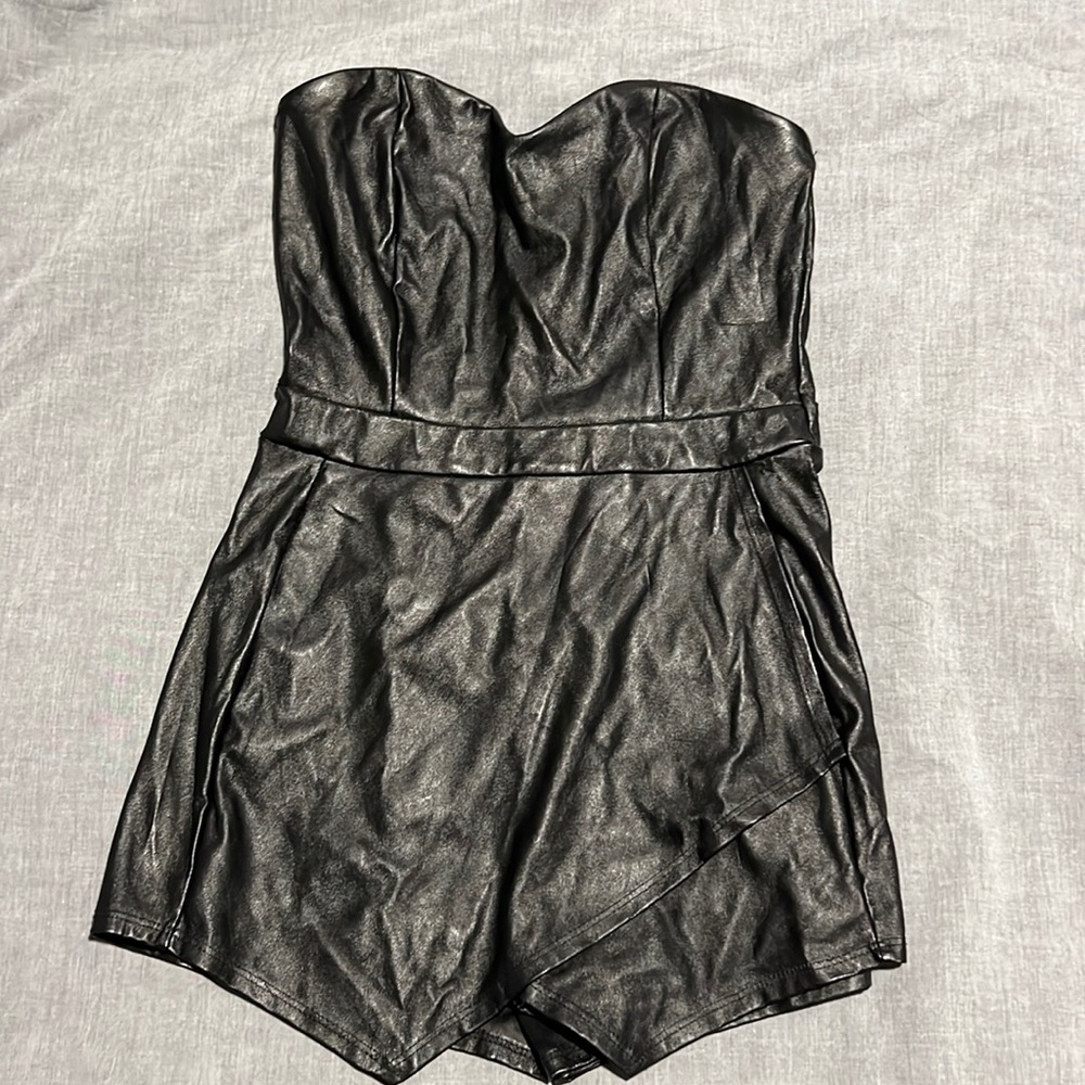 Faux leather romper